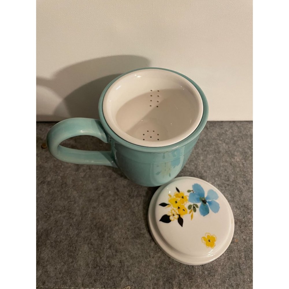 Food Network Aqua mug W/tea Infuser and Lid   #1315